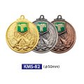 KMS82メダルのVマーク付き-C型 φ50mmメダル　プラケース入り　V形リボン付 ：大会の記念に１個から販売、金メダル・銀メダル・銅メダル、選べるレリーフがついた優勝メダル