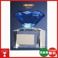 BW2299（ブルー） クリスタルブロンズ 社内表彰・企業表彰・周年記念・コンテスト用に高級感あるガラス製トロフィー・クリスタルトロフィー