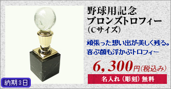野球用記念ブロンズトロフィー（Cサイズ）