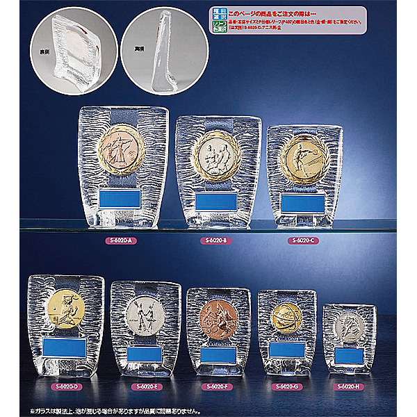 S6020：サッカー・野球・バスケットボール・剣道・テニスなどに各種大会に使用していただけるレリーフ交換式楯