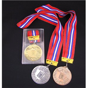 画像1: AMメダル-C型 φ75mmメダル　プラケース入り　V形リボン付き：大会の記念に１個から販売、金メダル・銀メダル・銅メダル、優勝メダル