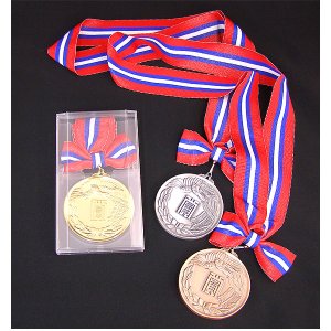 画像1: AMメダル-B型 φ75mm　プラケース入り　蝶リボン付き：大会の記念に１個から販売、金メダル・銀メダル・銅メダル、優勝メダル
