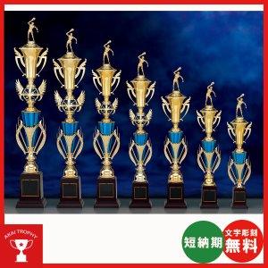 画像1: T1017文字彫刻無料、サッカー・空手・野球・バレーボール・バスケットボール・全ジャンルに安くて大きな１本柱トロフィー