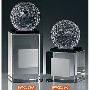 画像: BW-2233 ゴルフ用クリスタル ゴルフコンペの記念品、景品には、ガラス製の高級なゴルフ用のクリスタルトロフィー