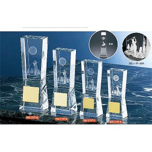 画像: BW-2197 ゴルフ用クリスタル ゴルフコンペの記念品、景品には、ガラス製の高級なゴルフ用のクリスタルトロフィー