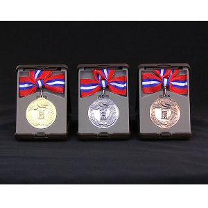 画像1: KMメダル-A型 φ60mmメダル　Ａ型ケース入り　蝶リボン付き ：大会の記念に１個から販売、金メダル・銀メダル・銅メダル優勝メダル